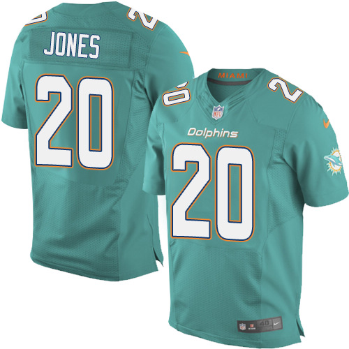 Men's Elite Reshad Jones Nike Jersey Aqua Green Home - #20 NFL Miami Dolphins